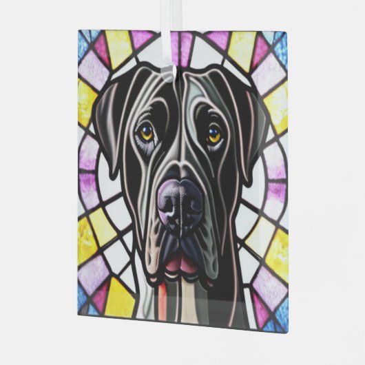 Great Dane "Stached Glass" Ornament Aus Glas (Vorderseite links)