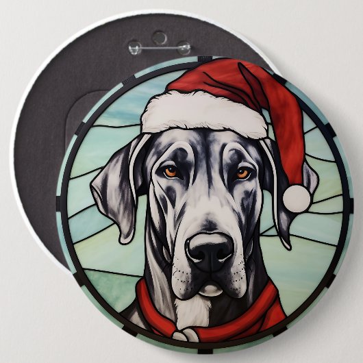 Great Dane Stared Glass Weihnachten Button (Vorne & Hinten)