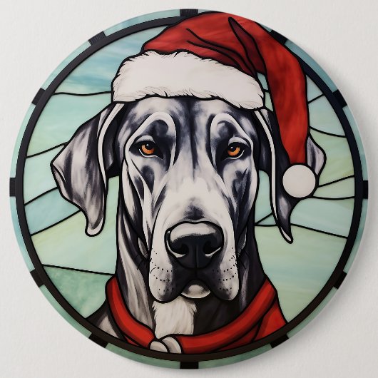 Great Dane Stared Glass Weihnachten Button (Vorderseite)