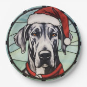 Great Dane Stared Glass Weihnachten Pappteller (Vorderseite)