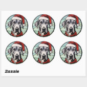 Great Dane Stared Glass Weihnachten Runder Aufkleber (Blatt)