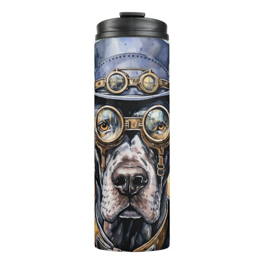Great Dane Steampunk-Hund Thermosbecher (Vorderseite)