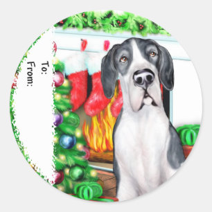 Great Dane Strumpfs Mantle UC Gift Tags Runder Aufkleber