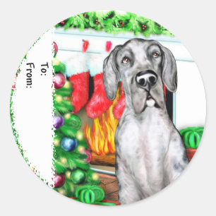 Great Dane Strumpfs Merle UC Gift Tags Runder Aufkleber