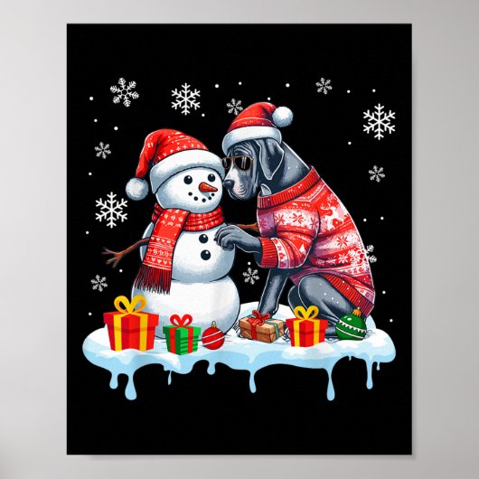 Great Dane Sungles Sweater Build Snowman Xmas Owne Poster (Vorne)
