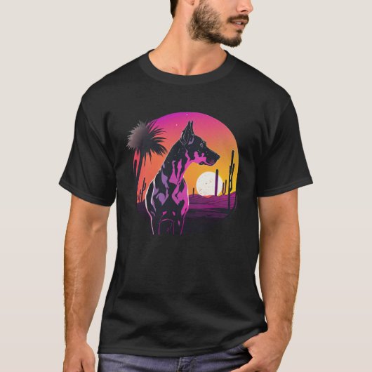 Great Dane Synthwave 80s Retrowave Aesthetic 2 T-Shirt (Vorderseite)