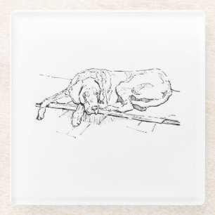Great Dane, Tinten-Hund-Illustration Glasuntersetzer