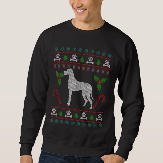 Great Dane Ugly Christmas Funny Dog Sweatshirt (Vorderseite)