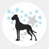 Great Dane und ein Star Heart Runder Aufkleber (Vorderseite)