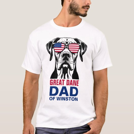 Great Dane Vater 4. Juli Amerikanische Flagge T-Shirt (Vorderseite)