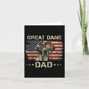 Great Dane Vater Hund liebt amerikanische Flagge 4 Karte