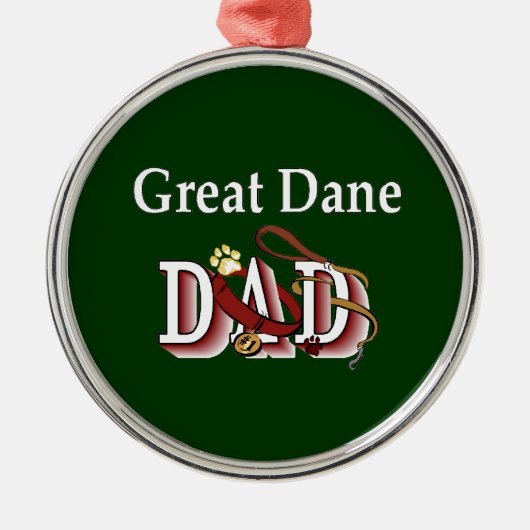 Great Dane Vater Silbernes Ornament (Vorne)