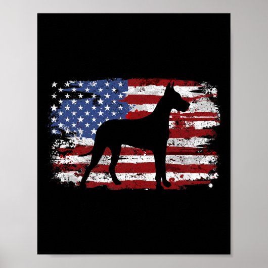Great Dane Vintage American Flag  Poster (Vorne)