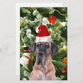 Great Dane w Christmas Tree Geschenkboxen Weihnach Briefpapier (Vorne/Hinten)