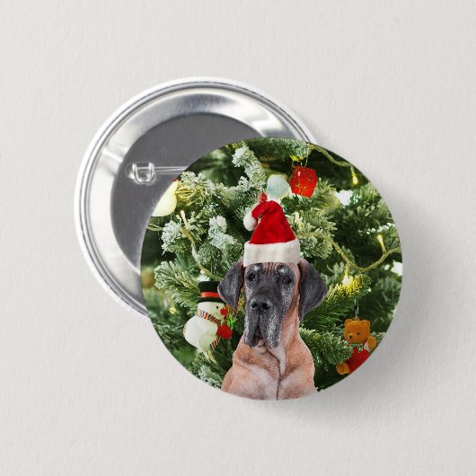 Great Dane w Christmas Tree Geschenkboxen Weihnach Button (Vorne & Hinten)