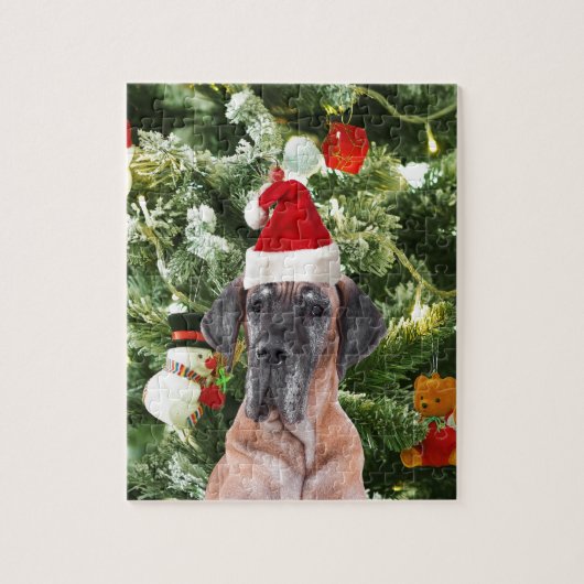 Great Dane w Christmas Tree Geschenkboxen Weihnach Puzzle (Vertikal)
