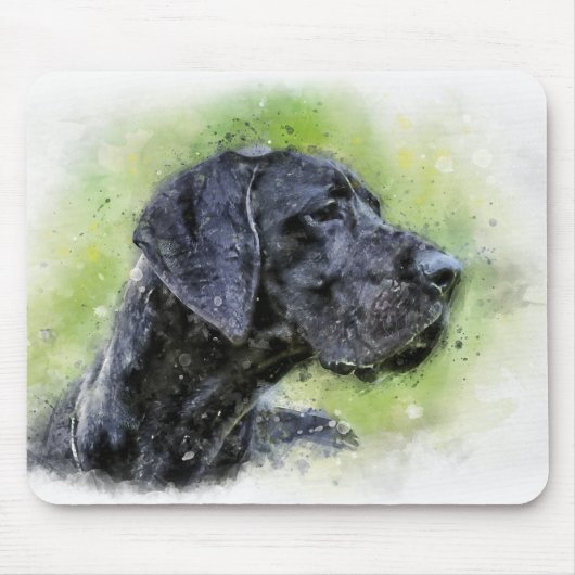 Great Dane Wasserfarbe Mousepad (Vorne)