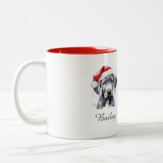 Great Dane Watercolor Weihnachten-Tasse Zweifarbige Tasse (Links)