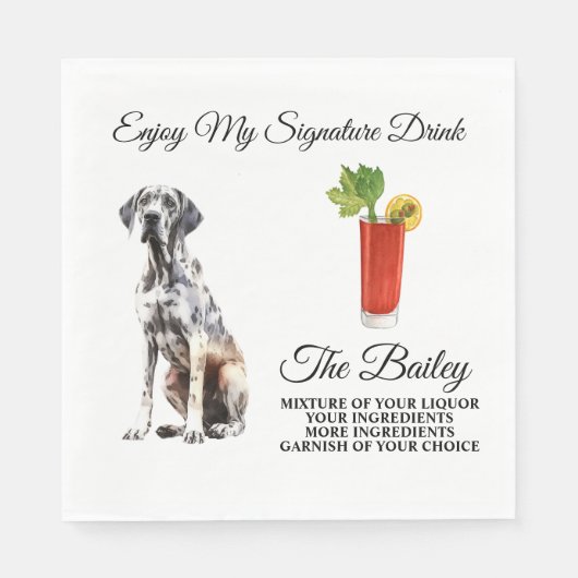 Great Dane Wedding Signature Drink Napkins Serviette (Vorderseite)