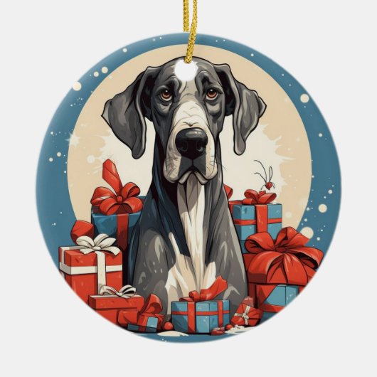 Great Dane Weihnachten, Hundedenkengeschenk, Hunde Keramik Ornament (Vorne)