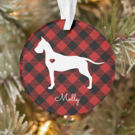 Great Dane Weihnachten Karierter Hund Name Foto Ornament