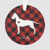 Great Dane Weihnachten Karierter Hund Name Foto Ornament (Vorderseite)