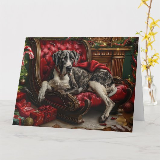 Great Dane Weihnachten Karte (Gelbe Blume)