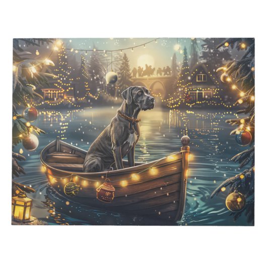 Great Dane Weihnachtliche Reise Notizblock (Vorderseite)