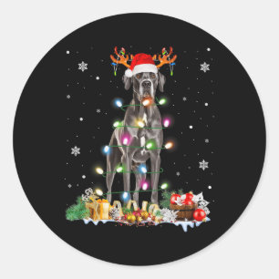 Great Dane Weihnachts-Weihnachtsmannmütze Fairy Li Runder Aufkleber