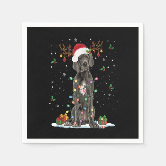 Great Dane Weihnachts-Weihnachtsmannmütze Fairy Li Serviette (Vorderseite)