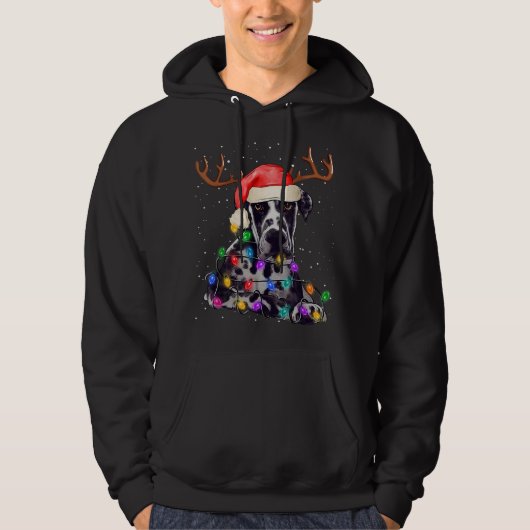 Great Dane Weihnachtsbaum Light Pajama Dog Lover X Hoodie (Vorderseite)
