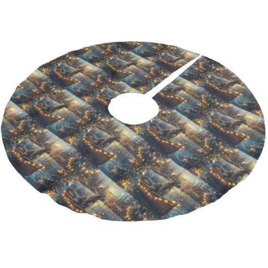 Great Dane Weihnachtsfest Reise Polyester Weihnachtsbaumdecke (Schrägansicht)