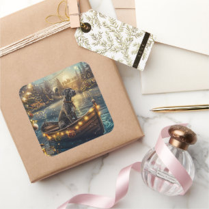 Great Dane Weihnachtsfest Reise Quadratischer Aufkleber