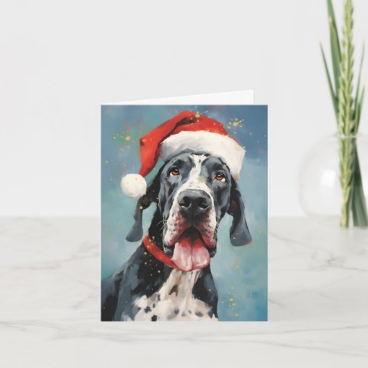 Great Dane Weihnachtsmalerei Kunstwerk Karte (Vorderseite)