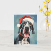 Great Dane Weihnachtsmalerei Kunstwerk Karte (Gelbe Blume)