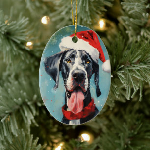 Great Dane Weihnachtsmalerei Kunstwerk Keramik Ornament