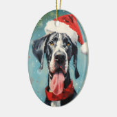Great Dane Weihnachtsmalerei Kunstwerk Keramik Ornament (Links)