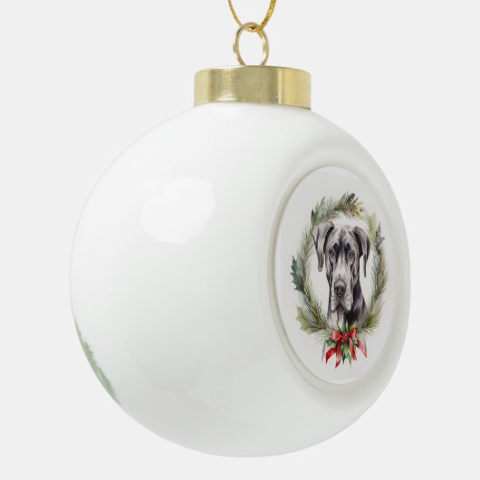 Great Dane Weihnachtsmann Festliche Jungfrau Keramik Kugel-Ornament (Links)