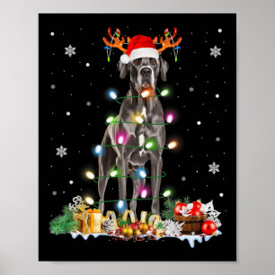 Great Dane Weihnachtsmann Santa Hut Lichter Pyjama Poster