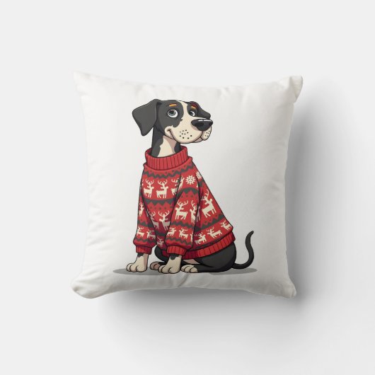 Great Dane Weihnachtspulli Kissen (Vorderseite)