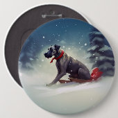 Great Dane Weihnachtsschnee Winter Button (Vorne & Hinten)