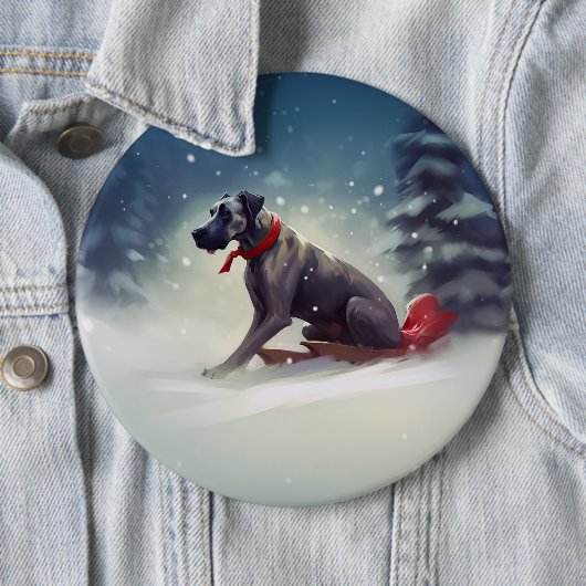 Great Dane Weihnachtsschnee Winter Button (Beispiel)