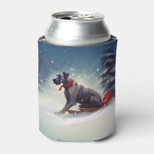 Great Dane Weihnachtsschnee Winter Dosenkühler (Kanne Vorderseite)