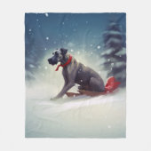 Great Dane Weihnachtsschnee Winter Fleecedecke (Vorderseite)