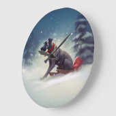 Great Dane Weihnachtsschnee Winter Große Wanduhr (Winkel)