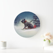 Great Dane Weihnachtsschnee Winter Große Wanduhr (Zuhause)
