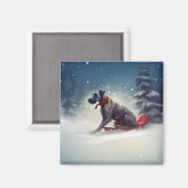 Great Dane Weihnachtsschnee Winter Magnet (Vorderseite/Rückseite)