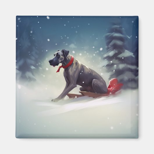Great Dane Weihnachtsschnee Winter Magnet (Vorne)