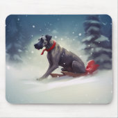 Great Dane Weihnachtsschnee Winter Mousepad (Vorne)