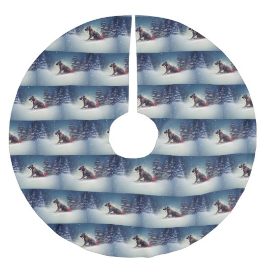 Great Dane Weihnachtsschnee Winter Polyester Weihnachtsbaumdecke (Vorderseite)